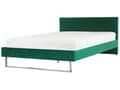 Miniatyrbillede 1 af 10: Grøn Velour seng 180 x 200 cm Polstret Sølvben Nakkestøtte Ryglæn Glamourøs Moderne Stil