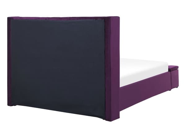 Velour Seng Violet med Ramme 140 x 200 cm høj Sengegavl med Kommode