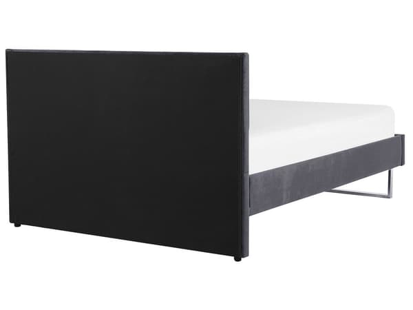 Grå Velour seng 180 x 200 cm Polstret Sølvben Nakkestøtte Ryglæn Glamourøs Moderne Stil