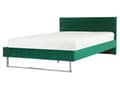 Miniatyrbillede 1 af 10: Grøn Velour seng 160 x 200 cm Polstret Sølvben Nakkestøtte Ryglæn Glamourøs Moderne Stil