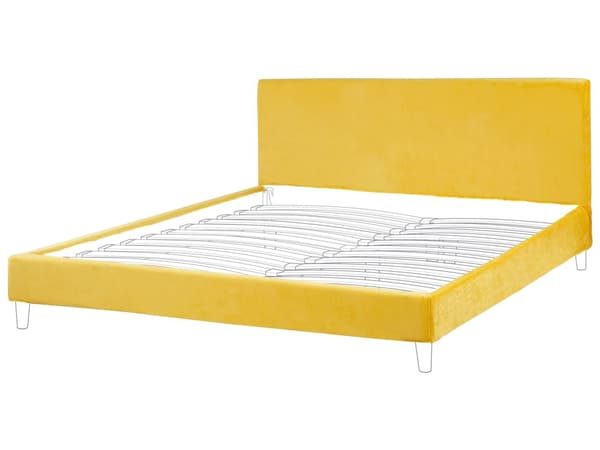 Sengerammebetræk Gul Velour til Seng 180 x 200 cm Aftagelig Vaskbar