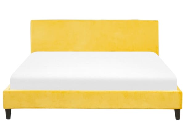 Sengerammebetræk Gul Velour til Seng 180 x 200 cm Aftagelig Vaskbar