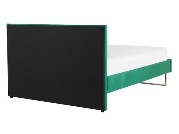 Grøn velour seng 140 x 200 cm Polstret Sølvben Nakkestøtte Ryglæn Glamourøs Moderne Stil