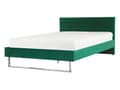 Miniatyrbillede 1 af 10: Grøn velour seng 140 x 200 cm Polstret Sølvben Nakkestøtte Ryglæn Glamourøs Moderne Stil