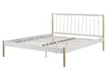 Miniatyrbillede 5 af 9: Dobbeltseng Hvid Metal Lyse Træben 160 x 200 cm To Mands Metalseng med Ramme Sengegavl Skandinavisk Retro Kvalitetsseng til Teenageværelse