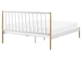 Miniatyrbillede 6 af 9: Dobbeltseng Hvid Metal Lyse Træben 160 x 200 cm To Mands Metalseng med Ramme Sengegavl Skandinavisk Retro Kvalitetsseng til Teenageværelse