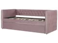 Miniatyrbild 5 av 11: Dagbädd Rosa Sammet 90 x 200 cm Lamellram med Knappar Dekorativ Sängram Glam