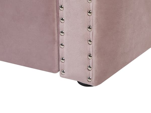 Dagbädd Rosa Sammet 90 x 200 cm Lamellram med Knappar Dekorativ Sängram Glam