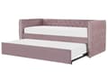 Miniatyrbild 1 av 11: Dagbädd Rosa Sammet 90 x 200 cm Lamellram med Knappar Dekorativ Sängram Glam