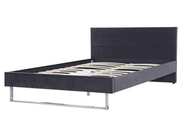 Sänky harmaa sametti verhoilu 160 x 200 cm sängynpääty hopeat jalat glamour tyyli