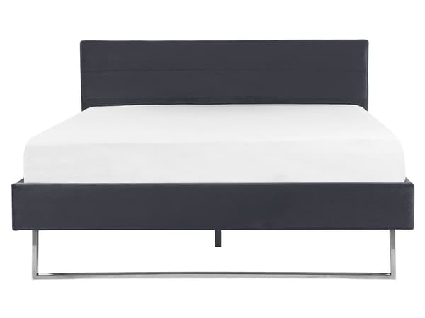 Sänky harmaa sametti verhoilu 160 x 200 cm sängynpääty hopeat jalat glamour tyyli