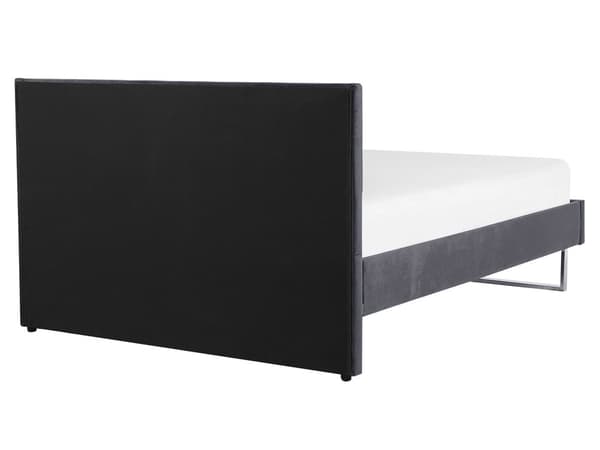 Sänky harmaa sametti verhoilu 160 x 200 cm sängynpääty hopeat jalat glamour tyyli