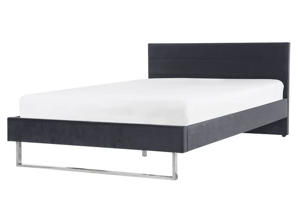 Sänky harmaa sametti verhoilu 160 x 200 cm sängynpääty hopeat jalat glamour tyyli