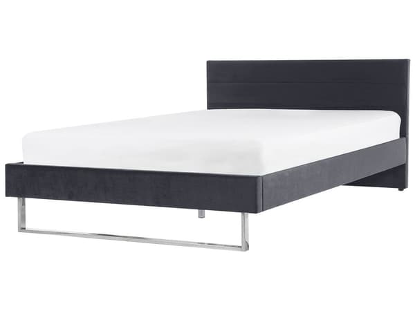 Sänky harmaa sametti verhoilu 180 x 200 cm sängynpääty hopeat jalat glamour tyyli