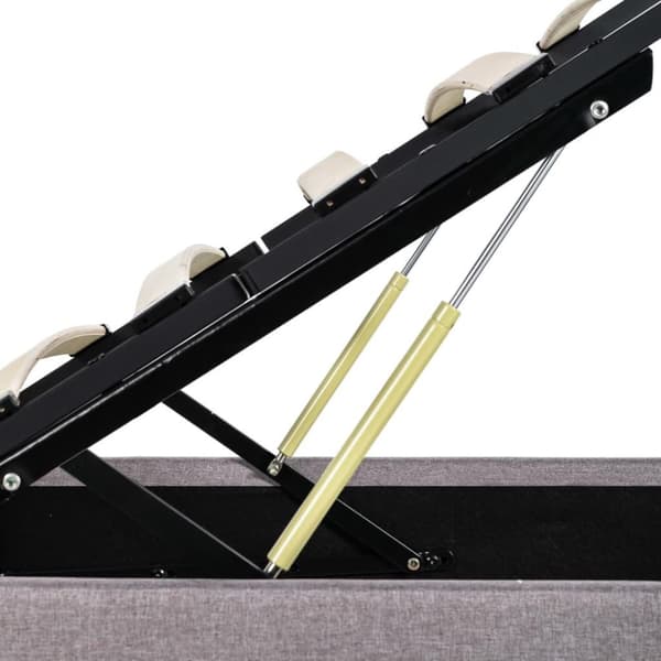 vidaXL Sängram med hydraulisk förvaring taupe tyg 90x200 cm