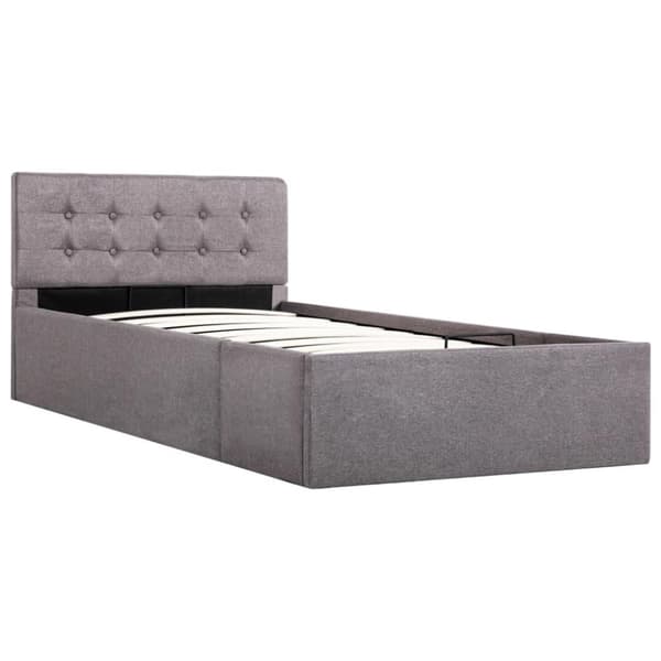 vidaXL Sängram med hydraulisk förvaring taupe tyg 90x200 cm