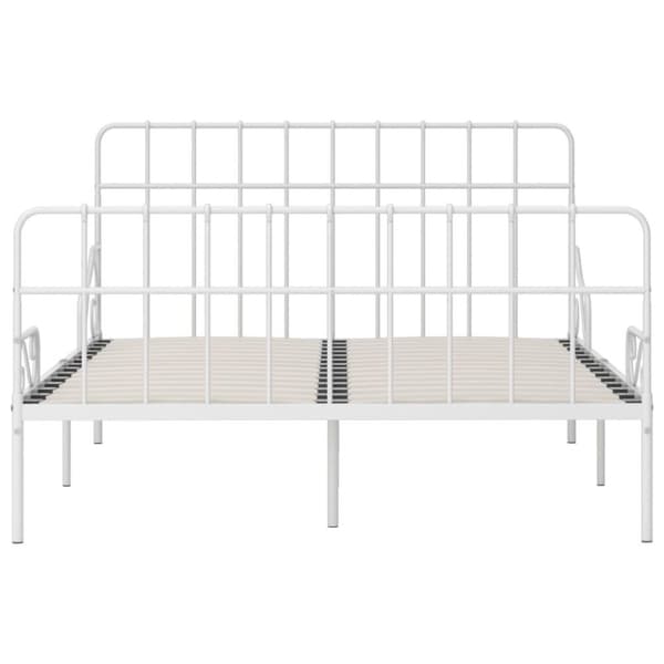 vidaXL Sängram med ribbotten vit metall 120x200 cm