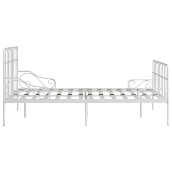vidaXL Sängram med ribbotten vit metall 120x200 cm