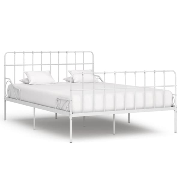 vidaXL Sängram med ribbotten vit metall 120x200 cm