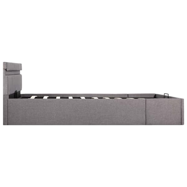 vidaXL hydraulisk opbevaringsseng med LED 120x200 cm stof gråbrun