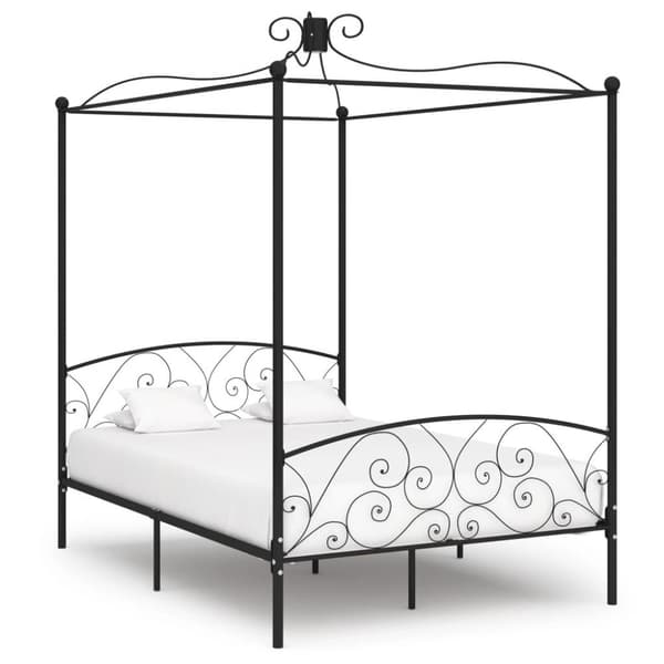 vidaXL Himmelsengeramme svart metall 140x200 cm change1