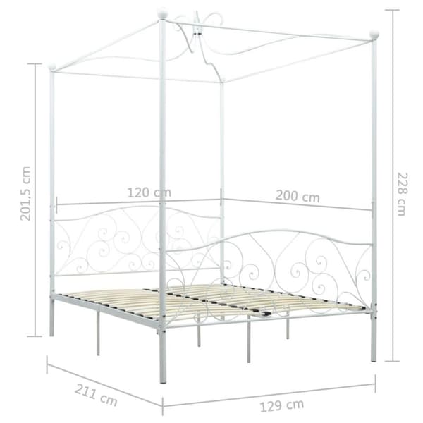 vidaXL sengestel til himmelseng 120 x 200 cm metal hvid change1