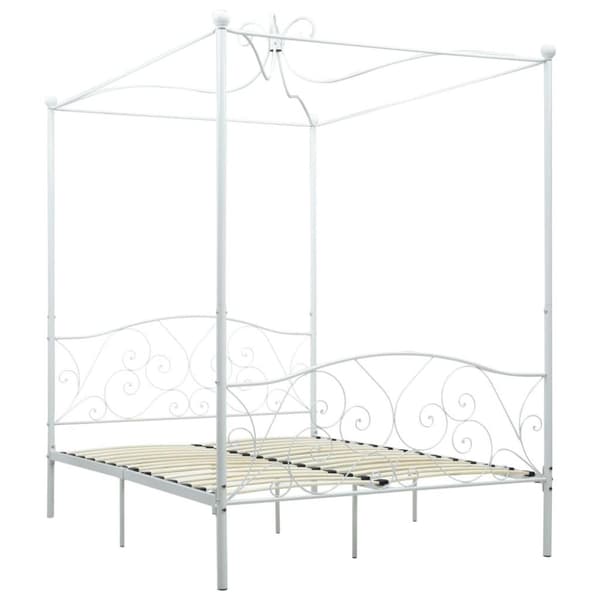 vidaXL sengestel til himmelseng 120 x 200 cm metal hvid change1