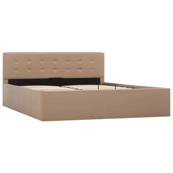 vidaXL hydraulisk opbevaringsseng 140 x 200 cm kunstlæder cappuccino