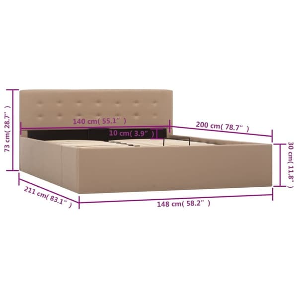 vidaXL hydraulisk opbevaringsseng 140 x 200 cm kunstlæder cappuccino