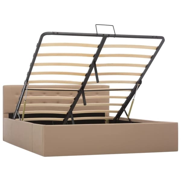 vidaXL hydraulisk opbevaringsseng 140 x 200 cm kunstlæder cappuccino