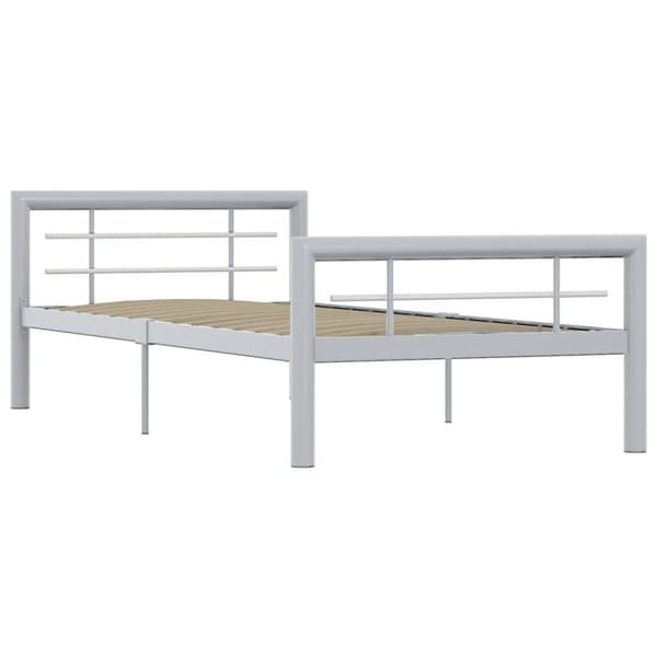 vidaXL sengestel 90x200 cm metal grå og hvid change1