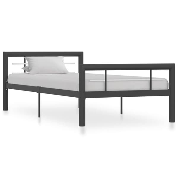 vidaXL Seng/Sengeramme grå og hvit metall 90x200 cm change1