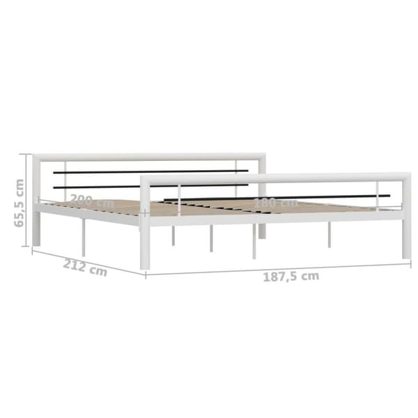 vidaXL Seng/Sengeramme hvit og svart metall 180x200 cm change1