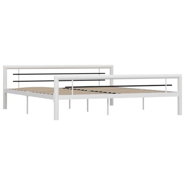 vidaXL Seng/Sengeramme hvit og svart metall 180x200 cm change1