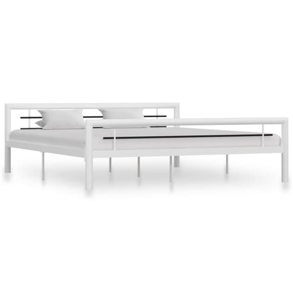 vidaXL Seng/Sengeramme hvit og svart metall 180x200 cm change1