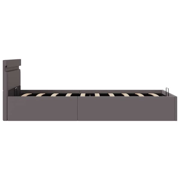vidaXL hydraulisk opbevaringsseng med LED 90x200 cm kunstlæder grå