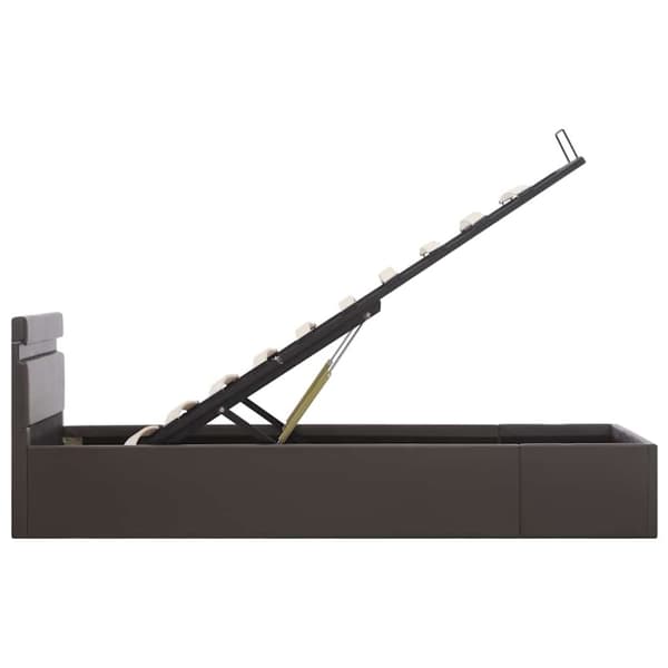 vidaXL hydraulisk opbevaringsseng med LED 90x200 cm kunstlæder grå