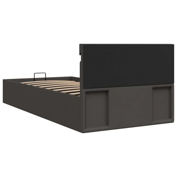 vidaXL hydraulisk opbevaringsseng med LED 100x200 cm stof mørkegrå