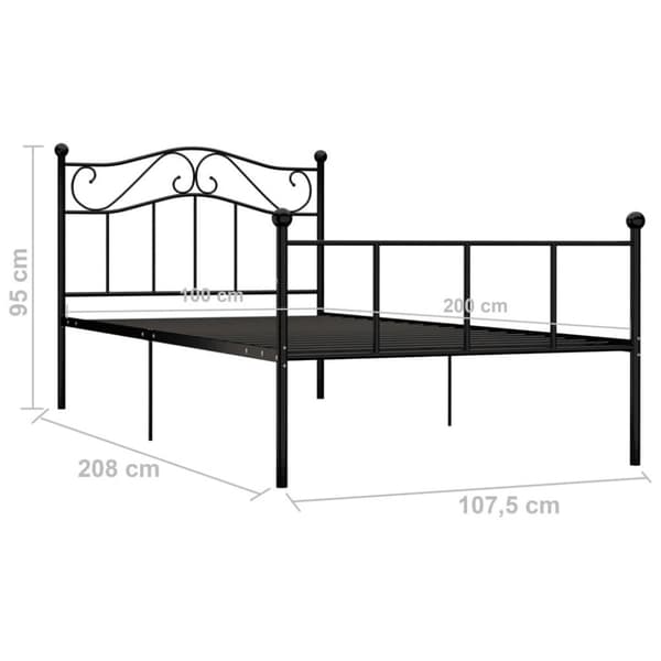 vidaXL Seng/Sengeramme svart metall 100x200 cm change1