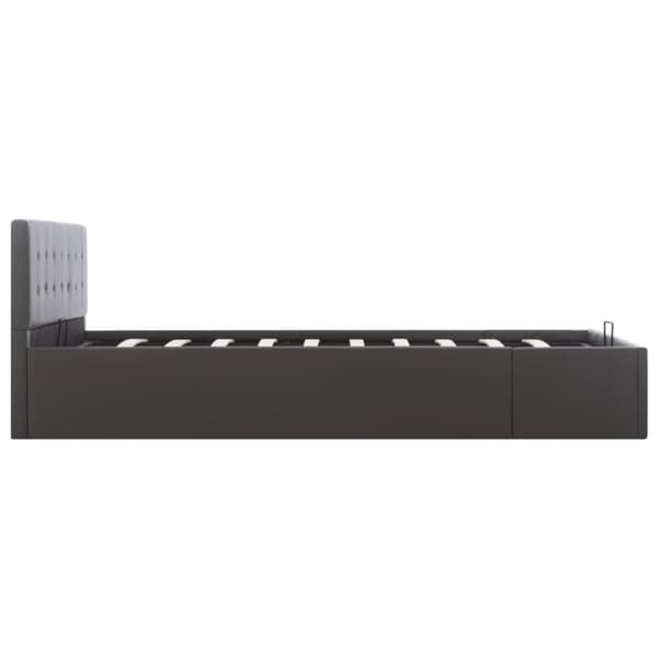 vidaXL Sängram med hydraulisk förvaring grå konstläder 140x200 cm