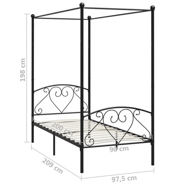 vidaXL sengestel til himmelseng 90 x 200 cm metal sort change1