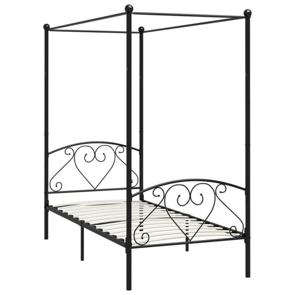 vidaXL sengestel til himmelseng 90 x 200 cm metal sort change1