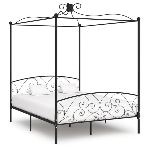 vidaXL sengestel til himmelseng 160 x 200 cm metal sort change1