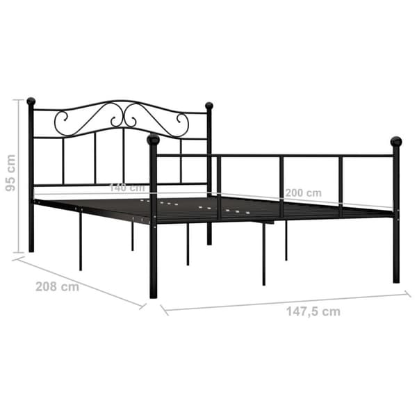 vidaXL Seng/Sengeramme svart metall 140x200 cm change1
