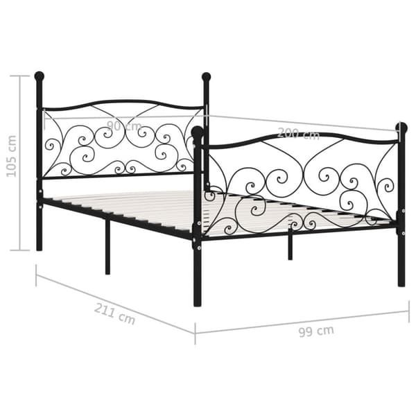 vidaXL sengestel med lamelbund 90 x 200 cm metal sort change1