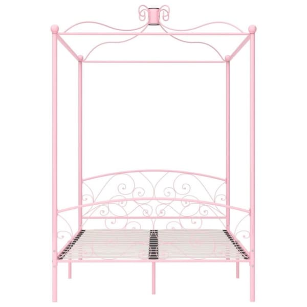 vidaXL Himmelsengeramme rosa metall 140x200 cm change1