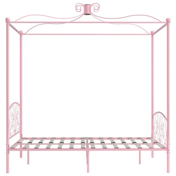vidaXL Himmelsengeramme rosa metall 140x200 cm change1