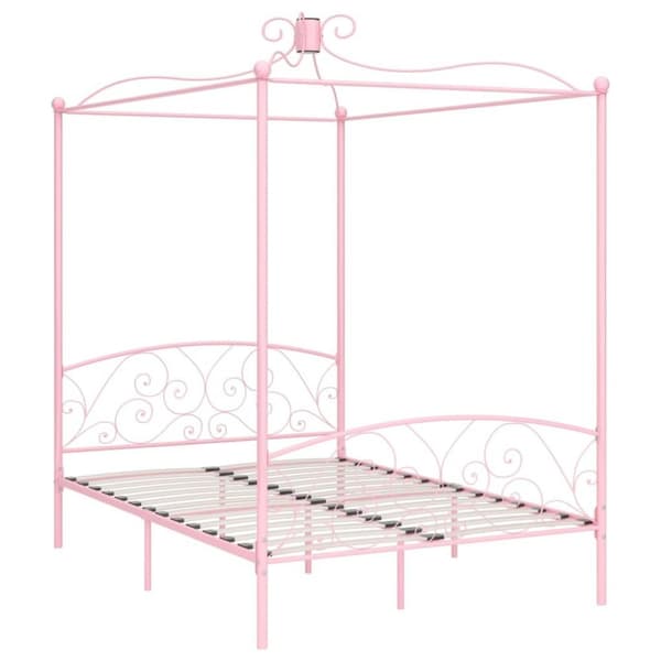 vidaXL Himmelsengeramme rosa metall 140x200 cm change1