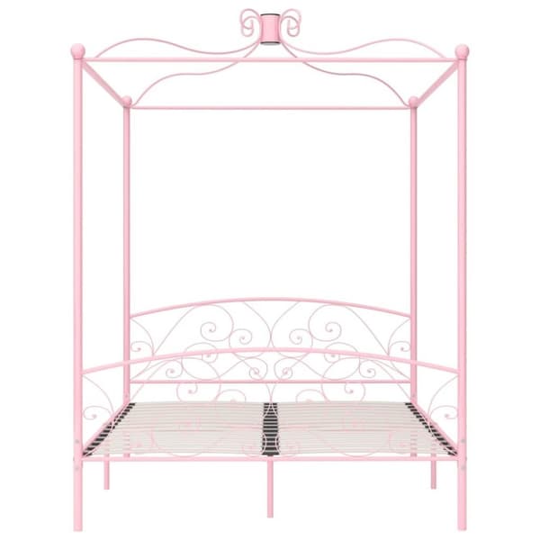 vidaXL Himmelsengeramme rosa metall 160x200 cm change1