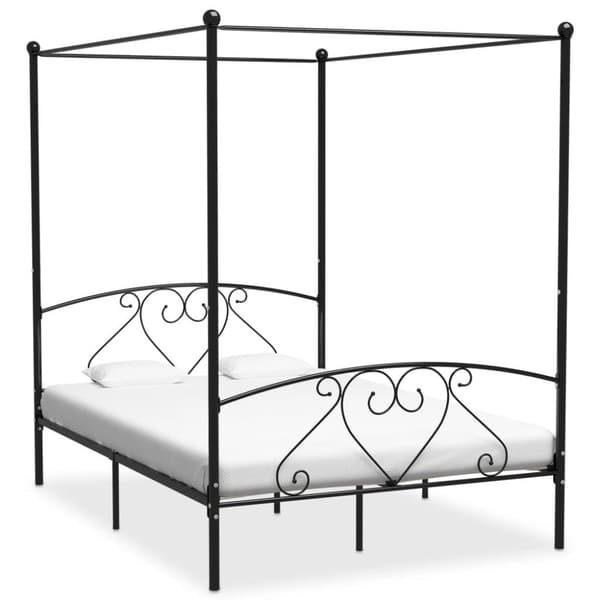 vidaXL Himmelsengeramme svart metall 140x200 cm change1